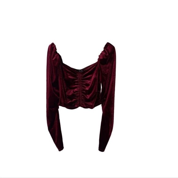Mixed Threads Tops - Mixed Threads Medium Red Velvet Smocked Top